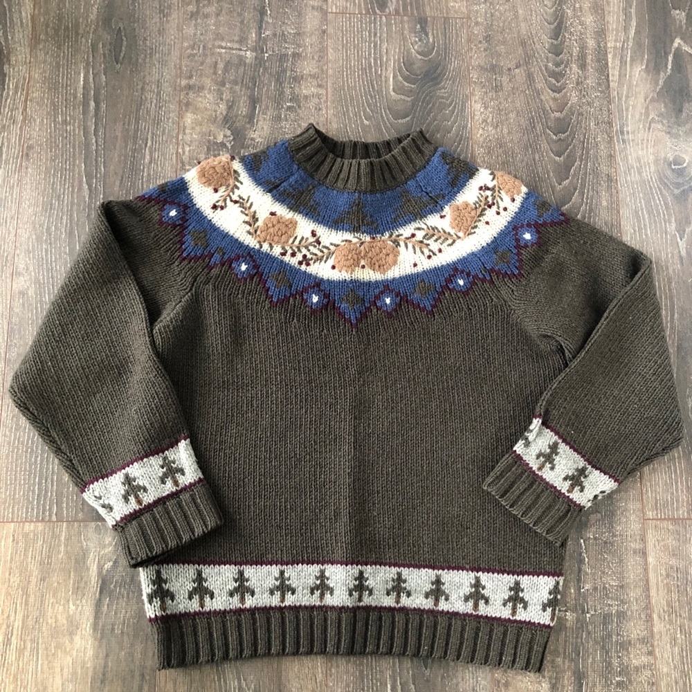 Vintage Winter Wonderland Pine Cone Sweater Medium